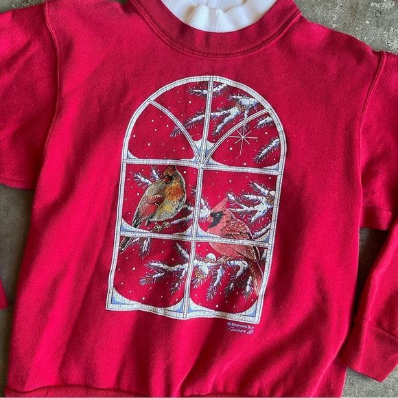 Vintage Women’s Mock Crew Neck Christmas Sweater - Picture 3 of 7